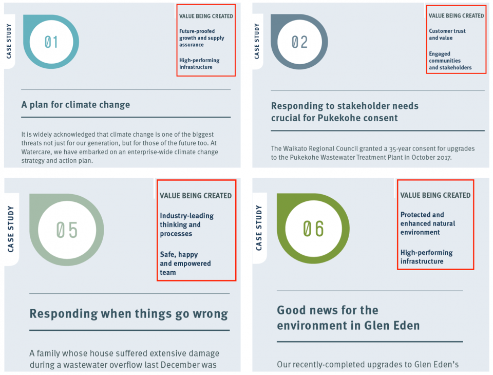 Watercare annual report 2018 cases studies